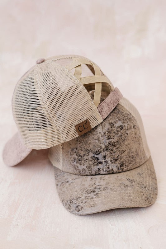 Distressed Criss Cross Hat