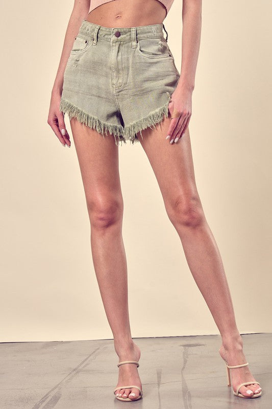Gina Frayed Hem Denim Shorts