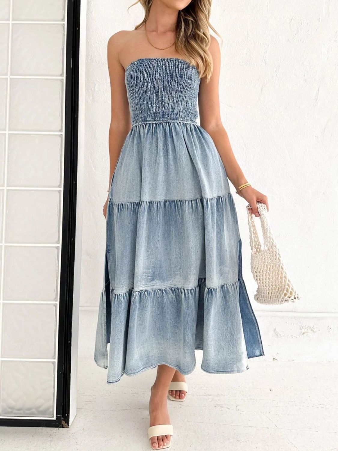 Isabelle Tube Tiered Denim Dress