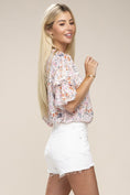 Load image into Gallery viewer, Lace-Edged Floral Chiffon Blouse
