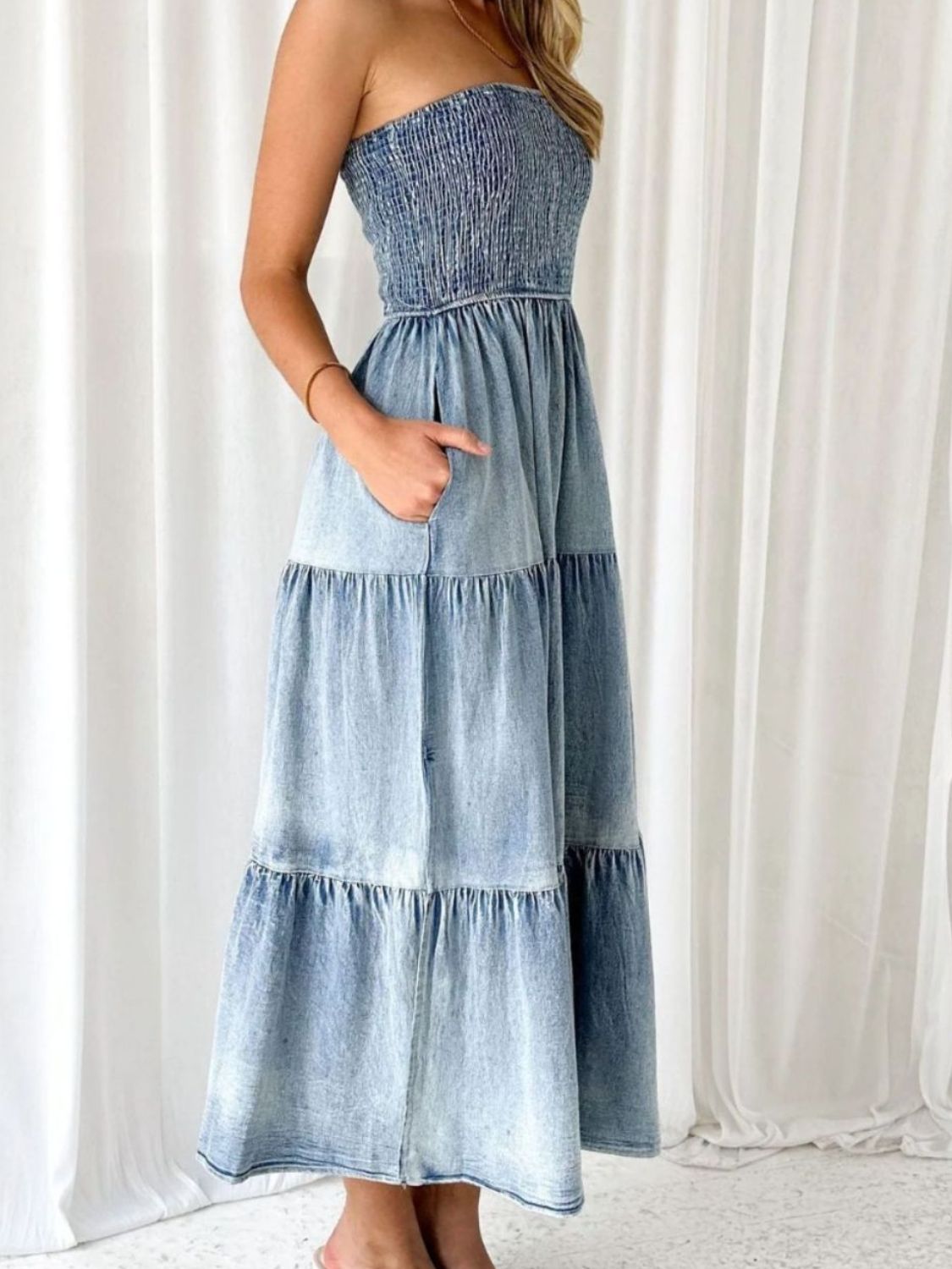 Isabelle Tube Tiered Denim Dress