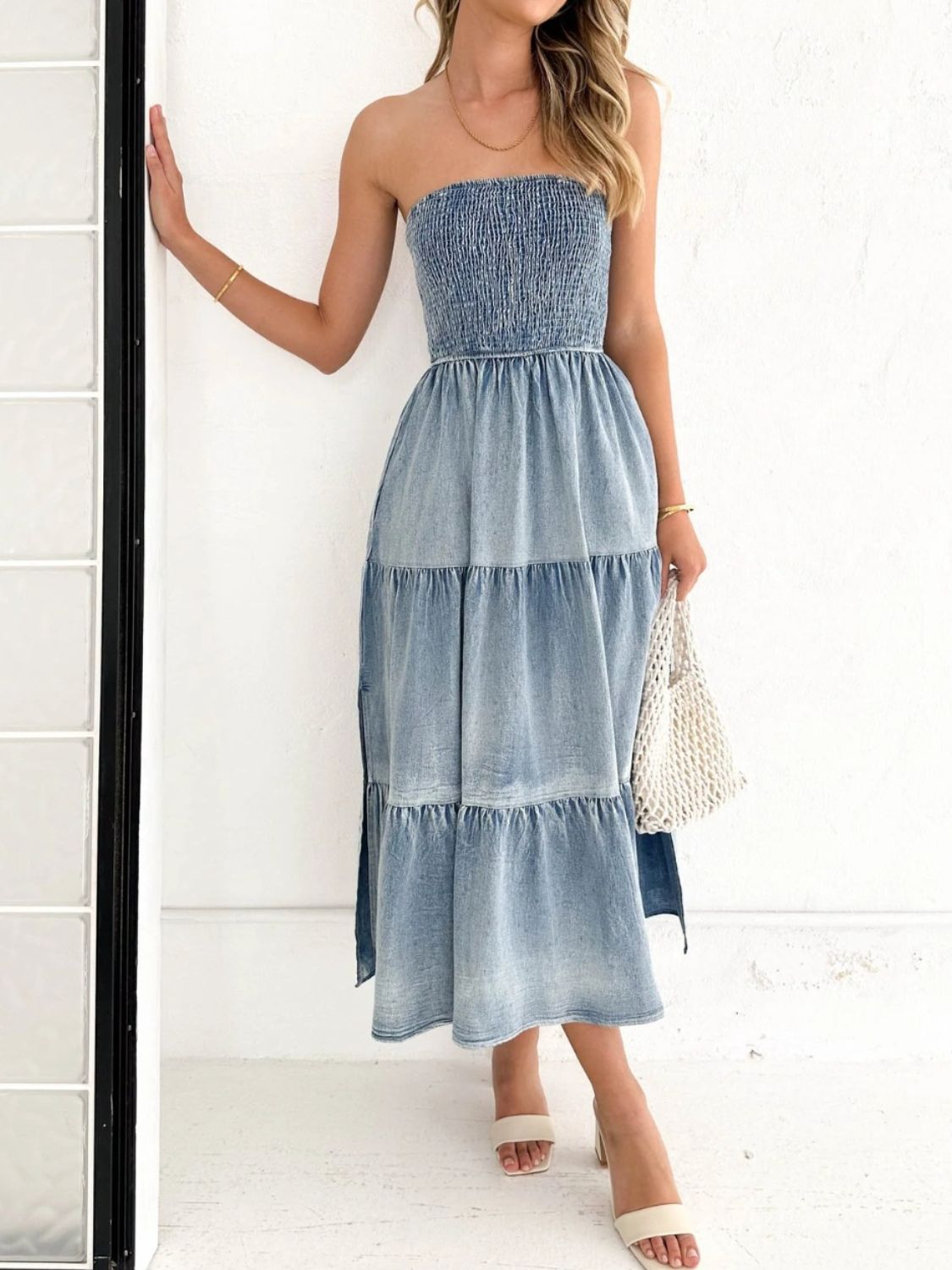 Isabelle Tube Tiered Denim Dress