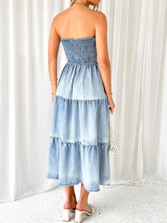 Isabelle Tube Tiered Denim Dress