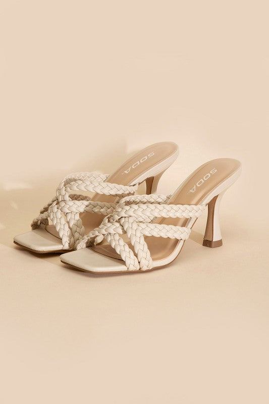 Iris Double Cross Braided Heels