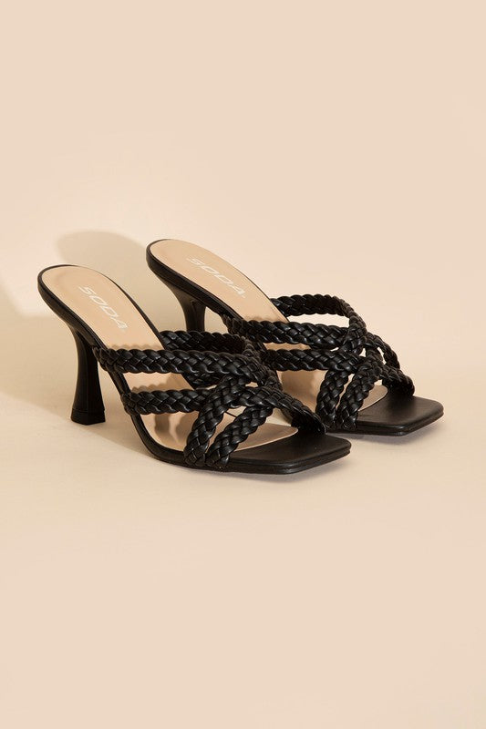 Iris Double Cross Braided Heels