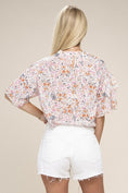Load image into Gallery viewer, Lace-Edged Floral Chiffon Blouse
